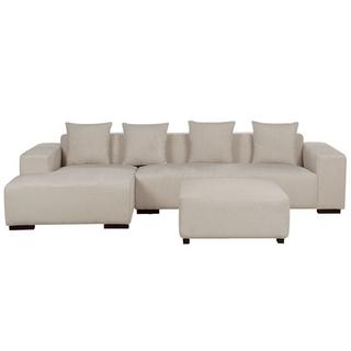 Beliani Ecksofa mit Ottomane aus Cord Modern LUNGO  