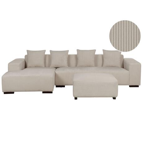 Beliani Ecksofa mit Ottomane aus Cord Modern LUNGO  