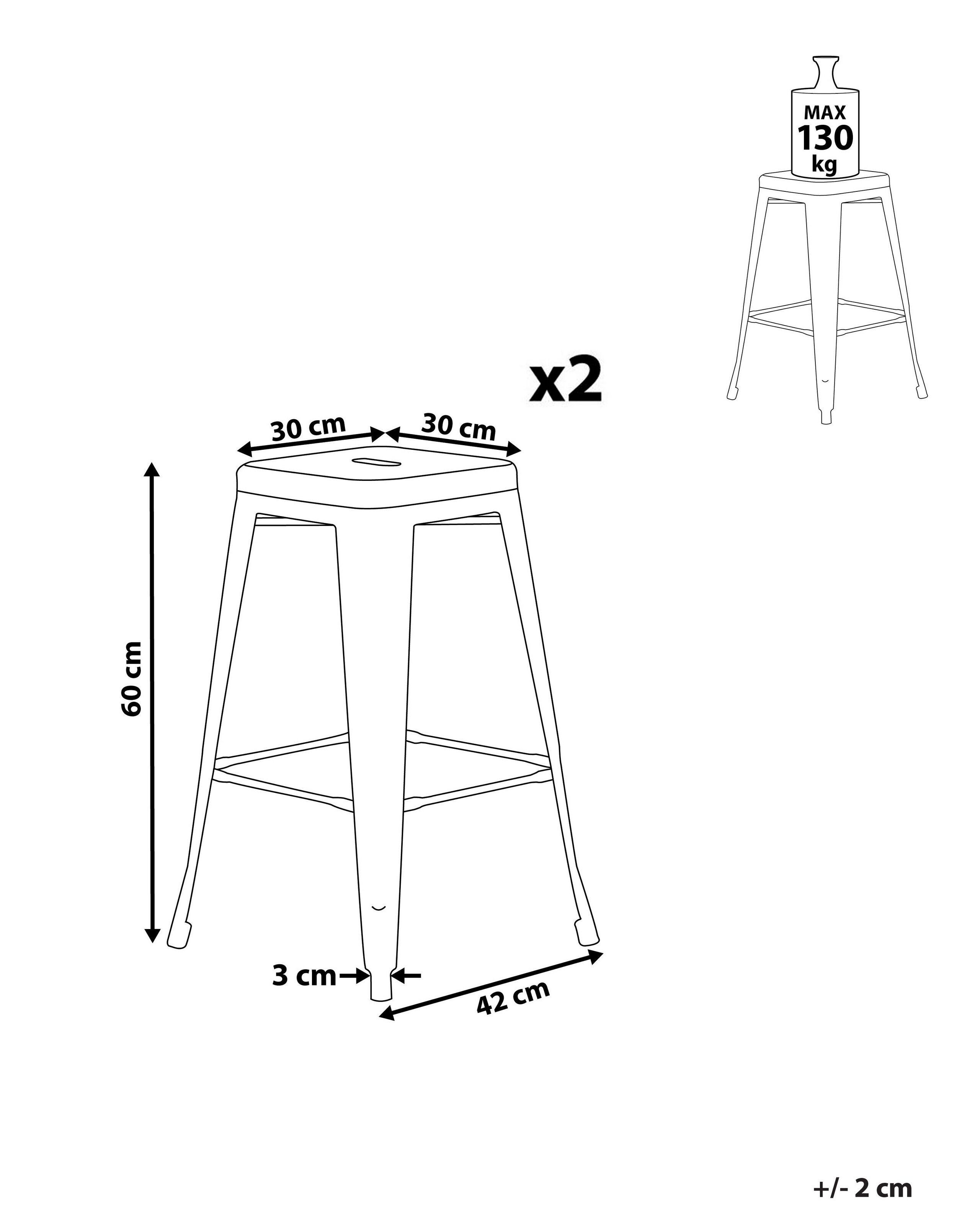 Beliani Lot de 2 tabourets de bar en Acier Industriel CABRILLO  