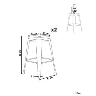 Beliani Set mit 2 Barhockern aus Stahl Industriell CABRILLO  