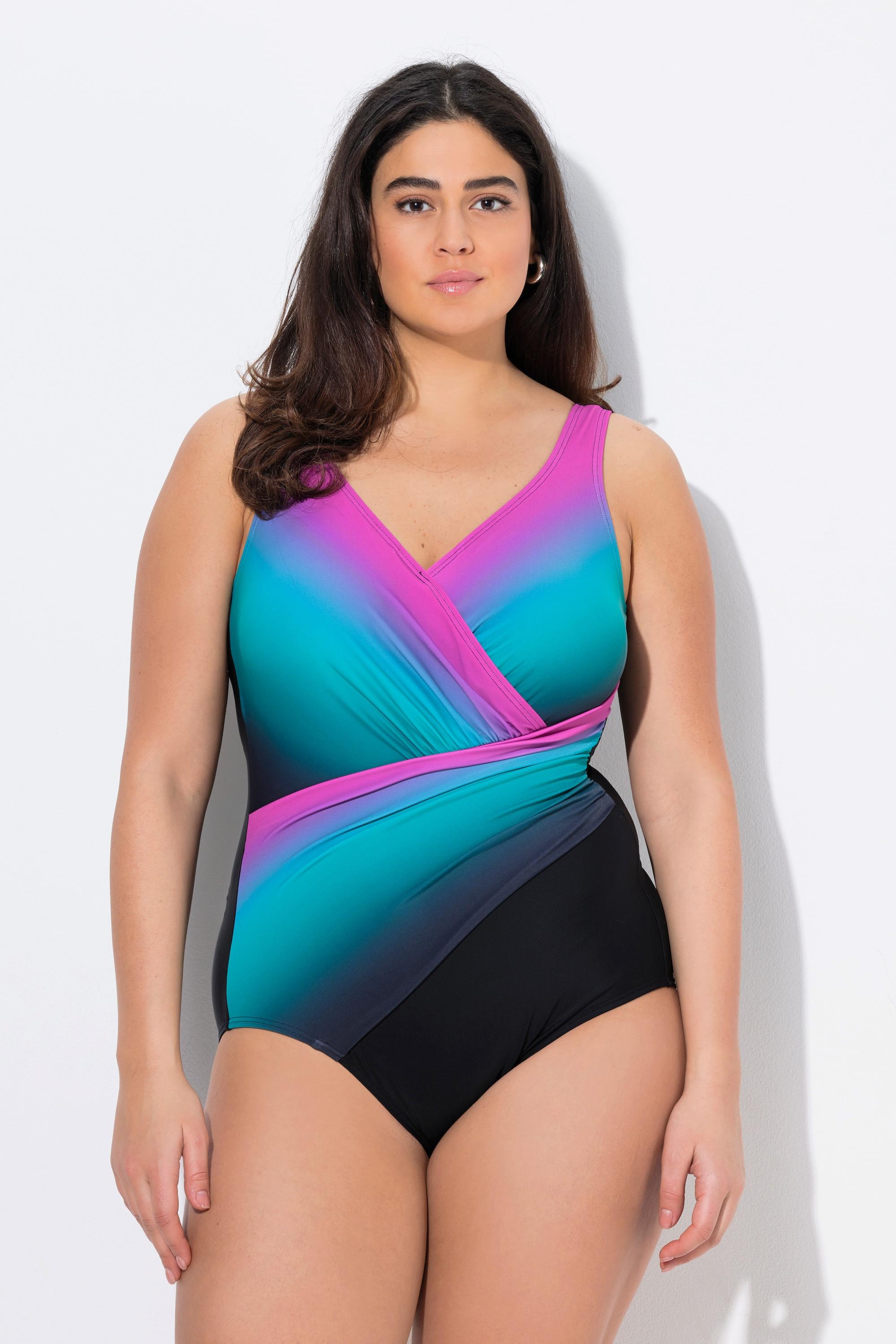 Ulla Popken Maillot de bain Drapé Dégradé Bonnets souples Recyclé  