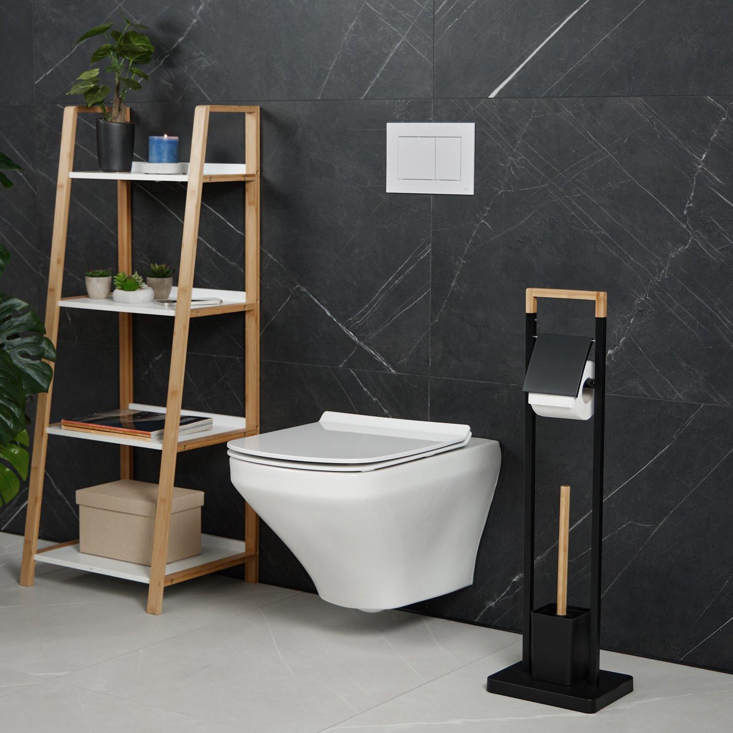 Northix Chaise de toilette en bambou et acier inoxydable  