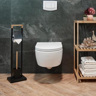 Northix Chaise de toilette en bambou et acier inoxydable  