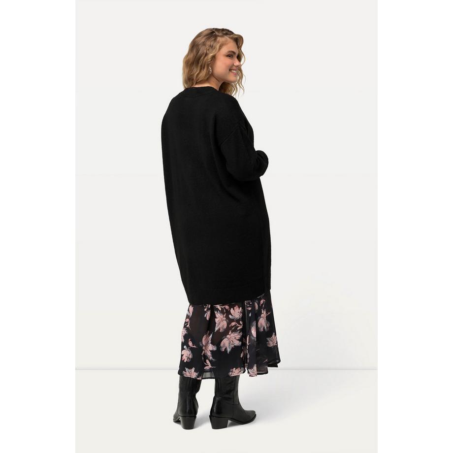 Ulla Popken Cardigan Boxy Maglia Fine Bottoni Scollo V  
