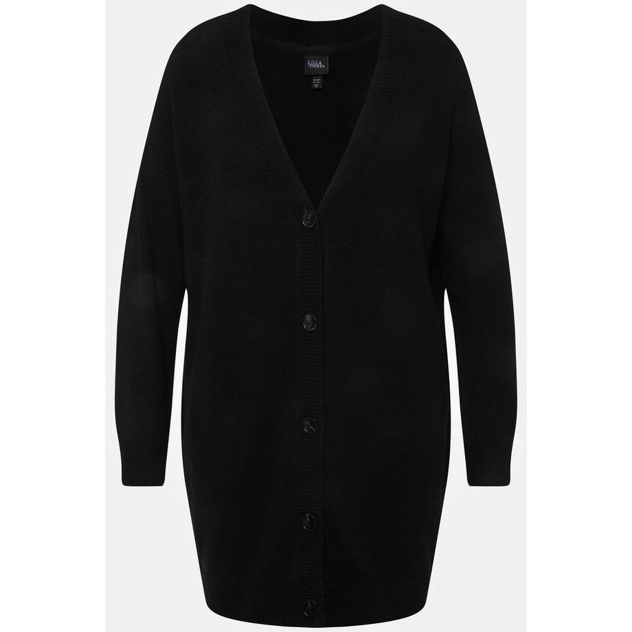 Ulla Popken Cardigan Boxy Maglia Fine Bottoni Scollo V  