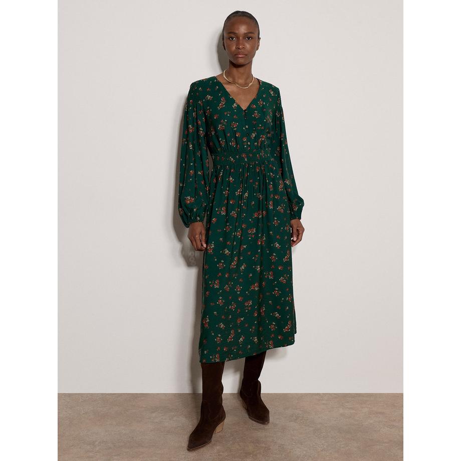 APRICOT Abito midi con stampa floreale vintage e dettagli smock  