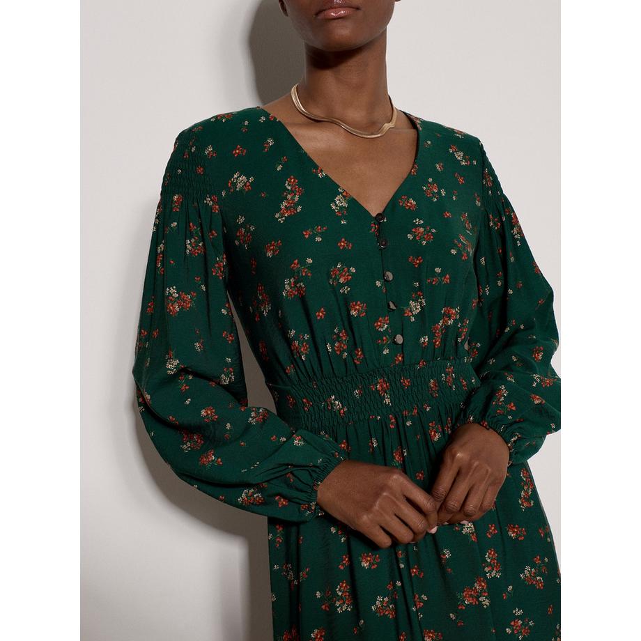 APRICOT Abito midi con stampa floreale vintage e dettagli smock  