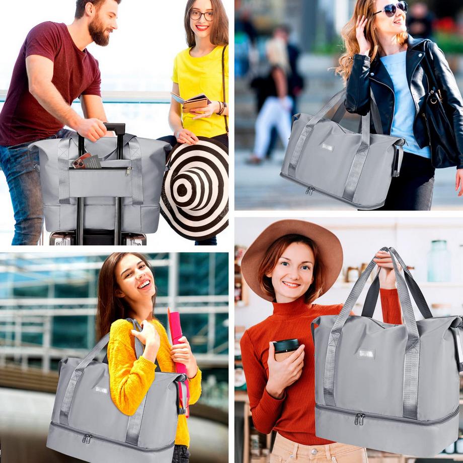 Only-bags.store Faltbare Reisetasche mit Schuhfach und Nassfach wasserabweisend  