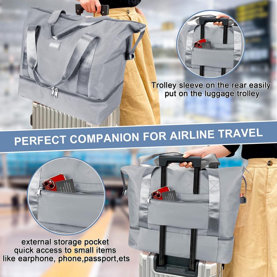 Only-bags.store Faltbare Reisetasche mit Schuhfach und Nassfach wasserabweisend  