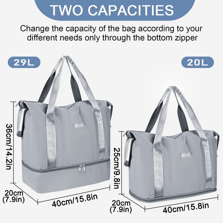 Only-bags.store Faltbare Reisetasche mit Schuhfach und Nassfach wasserabweisend  