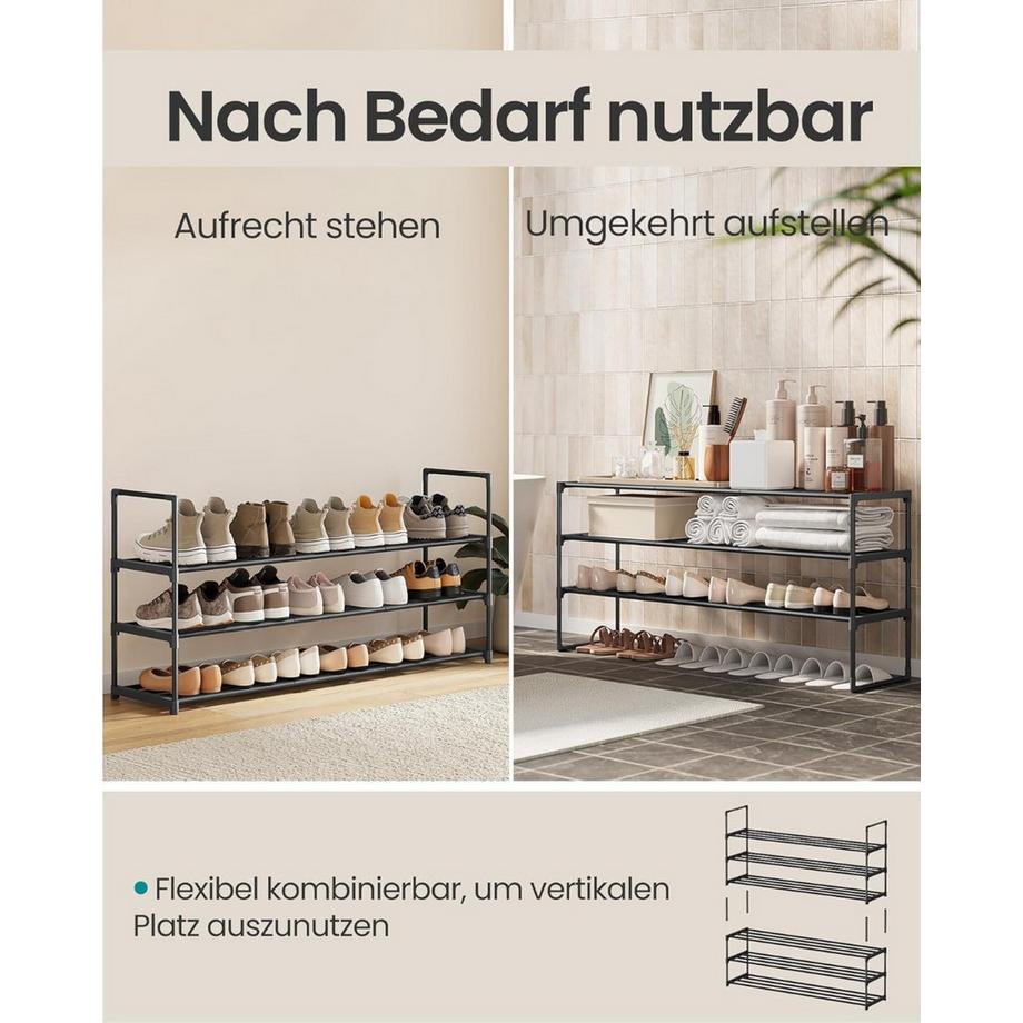 Songmics Schuhregal 3 Ebenen Schuh-Organizer Stapelbar  