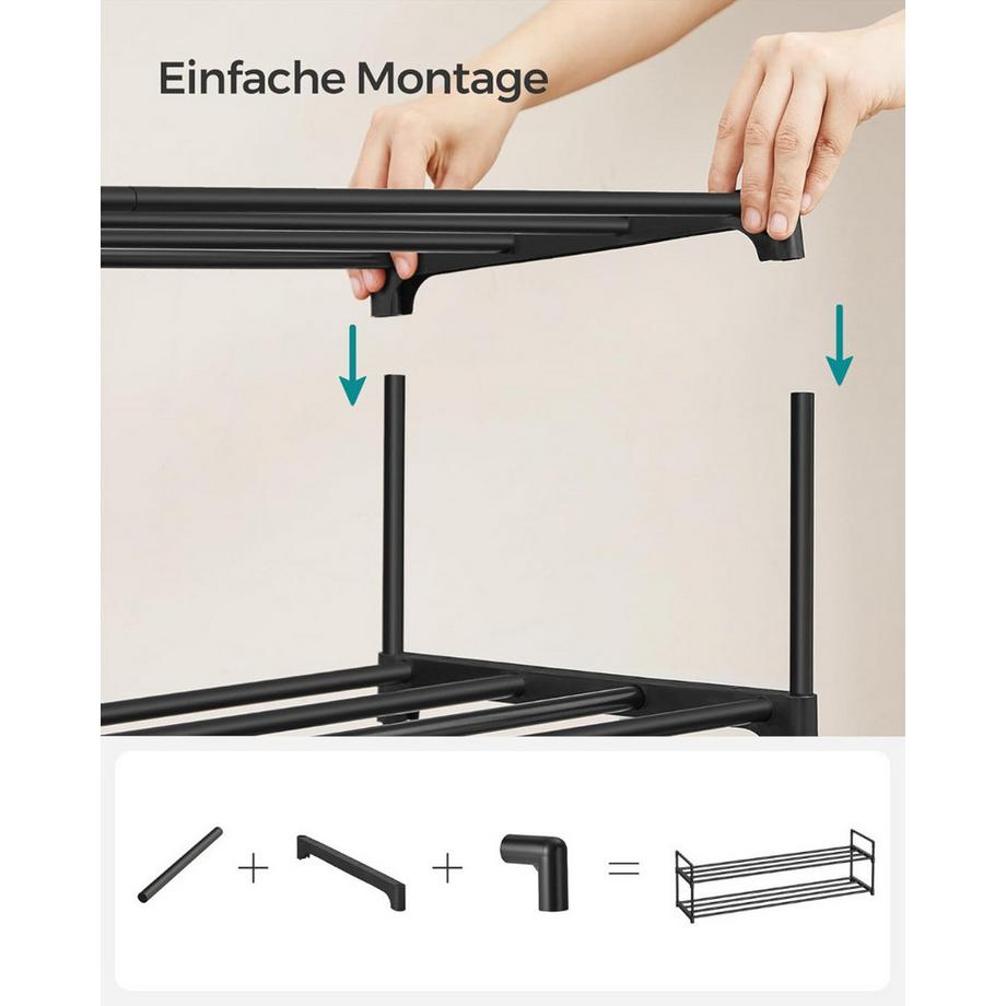 Songmics Schuhregal 3 Ebenen Schuh-Organizer Stapelbar  