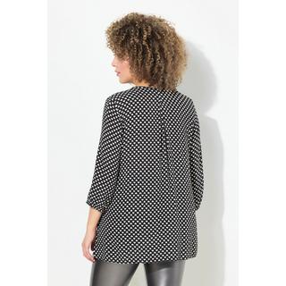 Ulla Popken  Blusa a punto smock con cuori, taglio svasato, scollo a girocollo e maniche a 3/4 