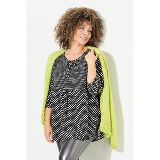 Ulla Popken  Blusa a punto smock con cuori, taglio svasato, scollo a girocollo e maniche a 3/4 