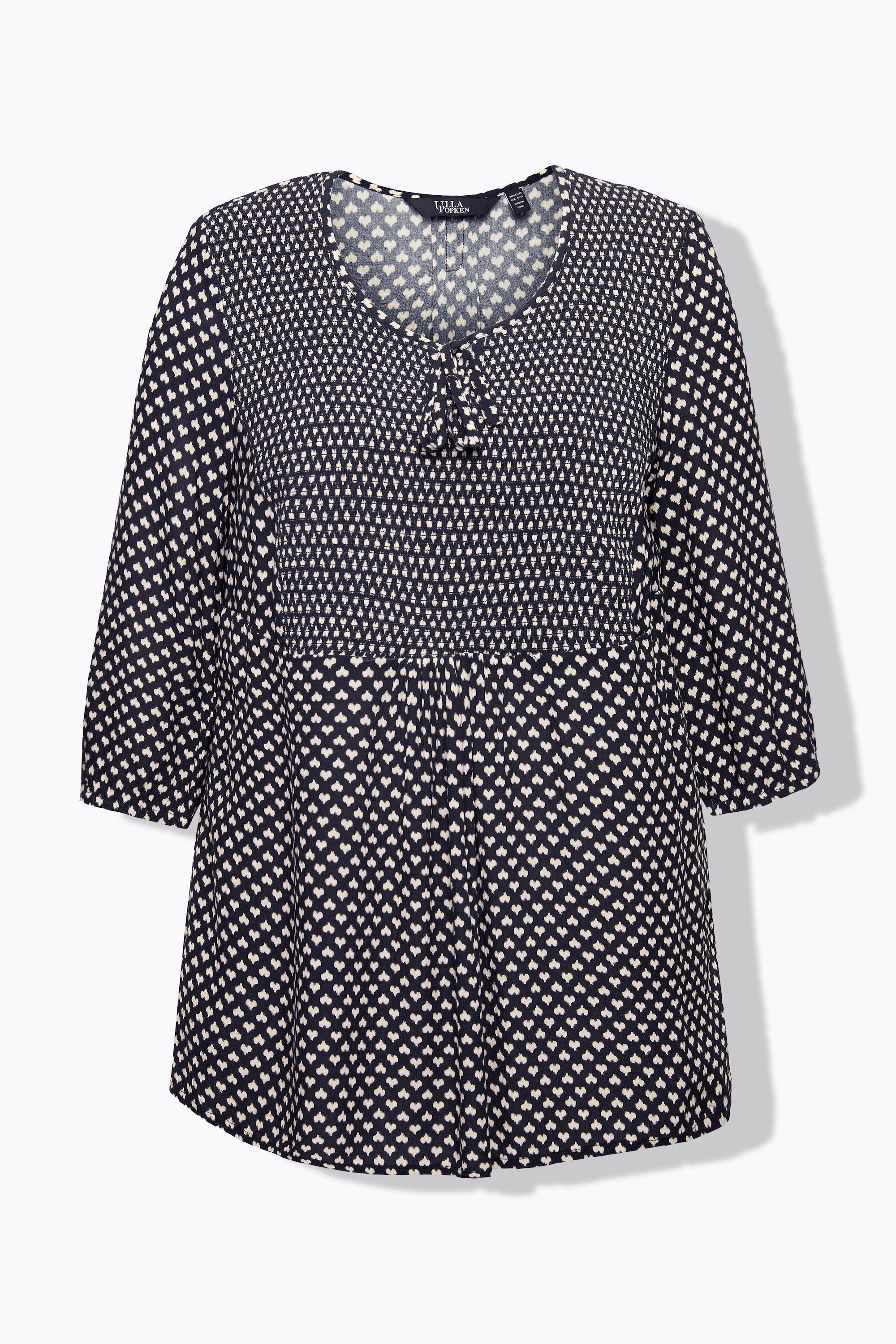 Ulla Popken Blusa Smock Cuori Taglio Svasato Maniche 3/4  