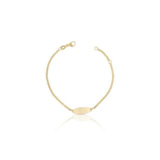 MUAU Schmuck  Bébé Bracelet Panzer Gelbgold 750, 18cm Gravurplatte 1.9cm 