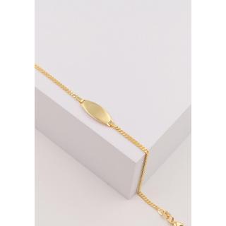 MUAU Schmuck  Bébé Bracelet Panzer Gelbgold 750, 18cm Gravurplatte 1.9cm 