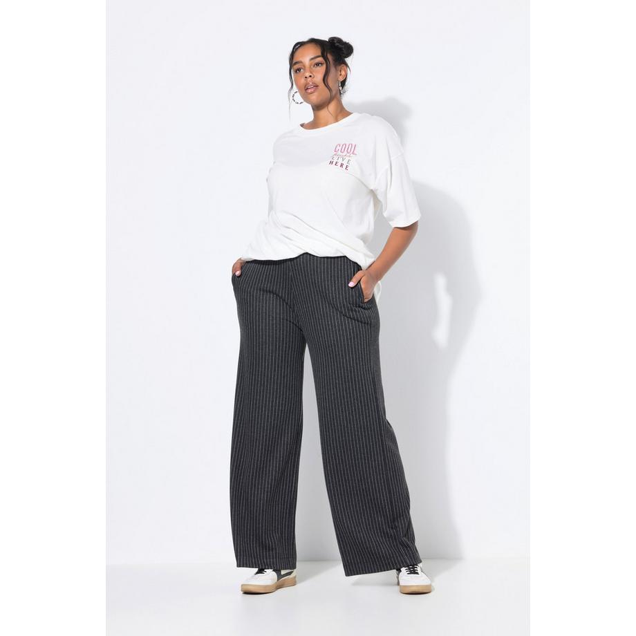 Studio Untold Pantaloni di felpa Wide Leg Vita Alta Righe Sottili  