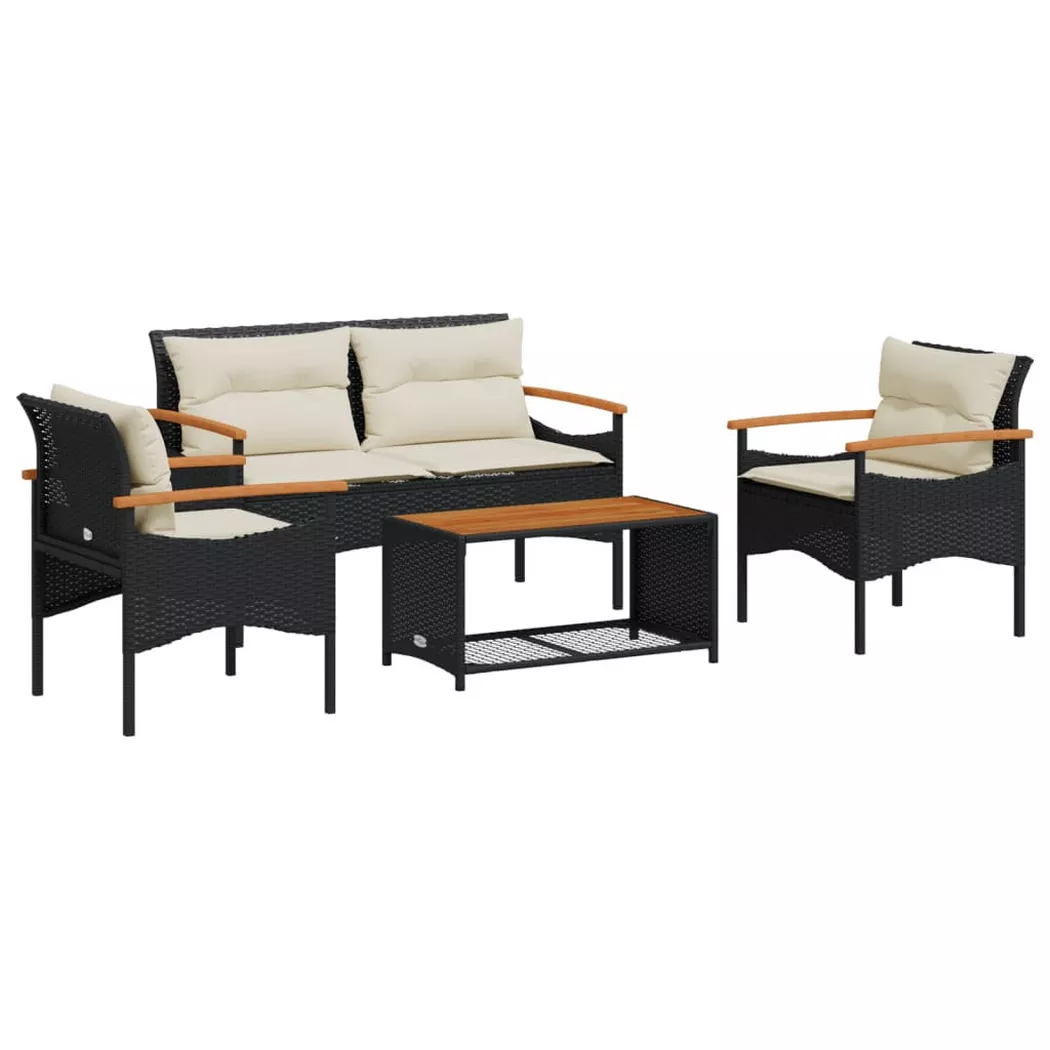 VidaXL - Garten sofagarnitur poly-rattan, One Size, Schwarz