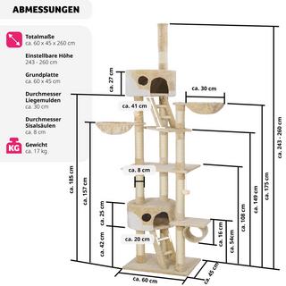 Tectake  Arbre à chat HANSI 260 cm 