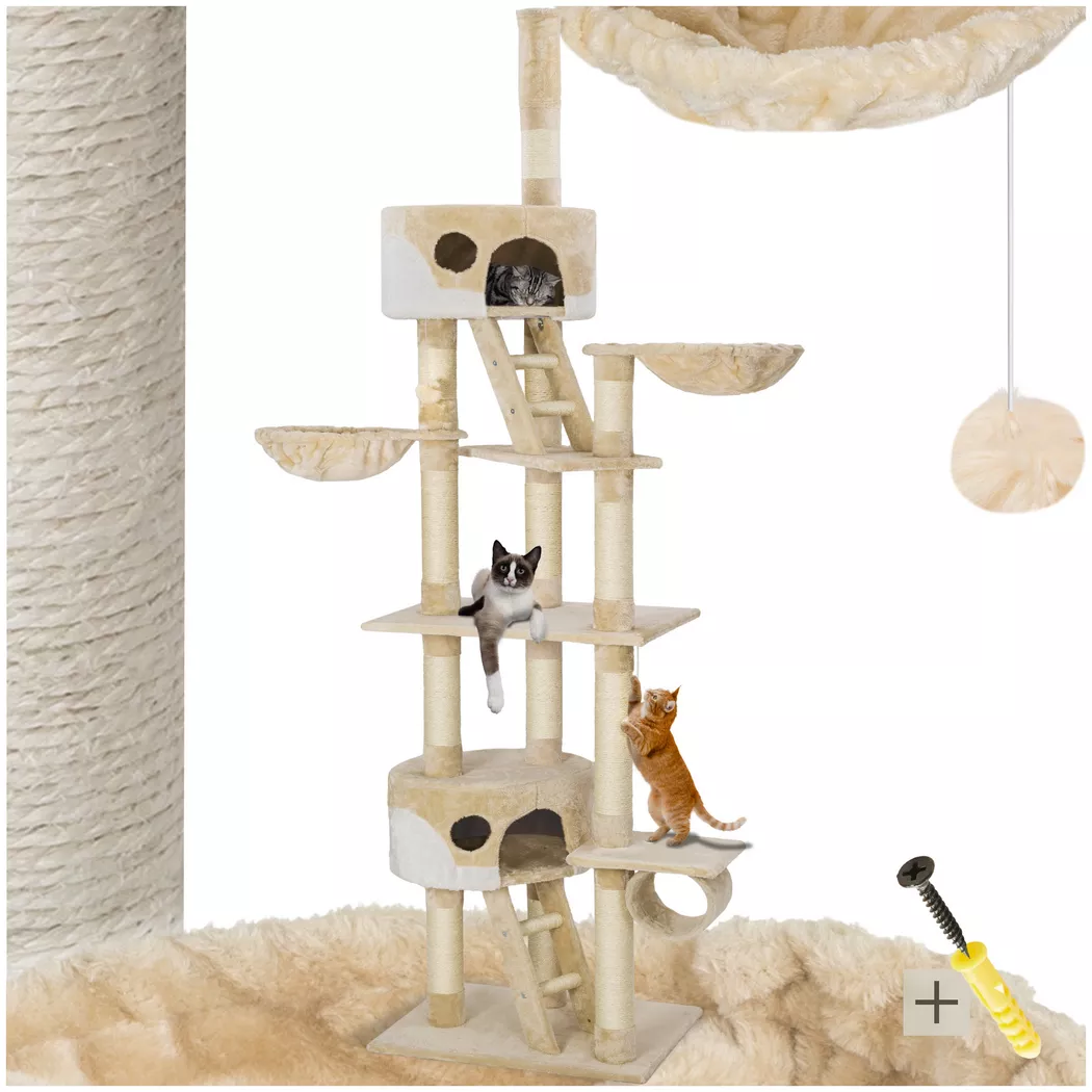 Tectake - Kratzbaum Hansi 243 bis 260 cm Sisal, One Size, Light Beige