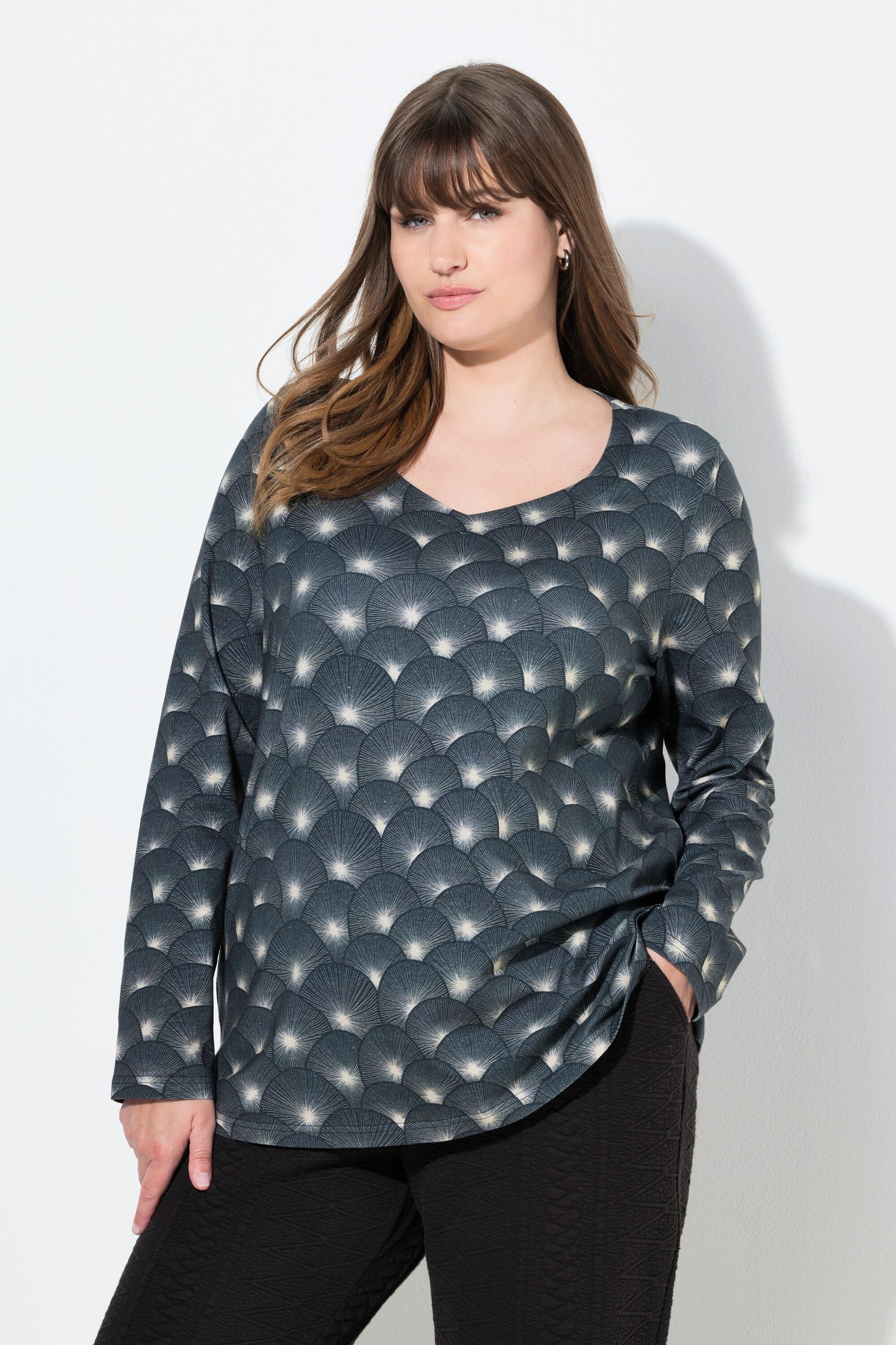 Ulla Popken T-shirt classique manches longues col cœur  