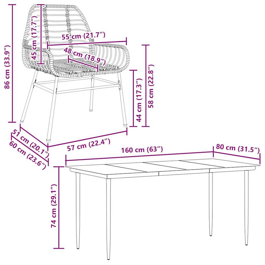 VidaXL Garten essgruppe poly-rattan  