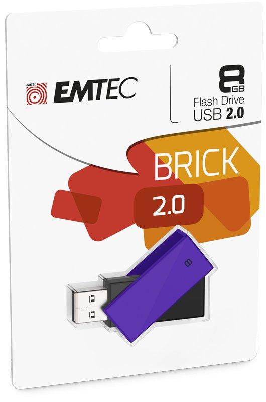 EMTEC  Emtec C350 Brick 2.0 lecteur USB flash 8 Go USB Type-A Noir, Violet 