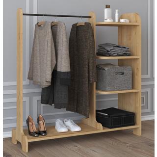 VCM Holz offener Kleiderschrank begehbarer Kleiderregal Schrank Kleiderstange Lempu H. 110 cm  
