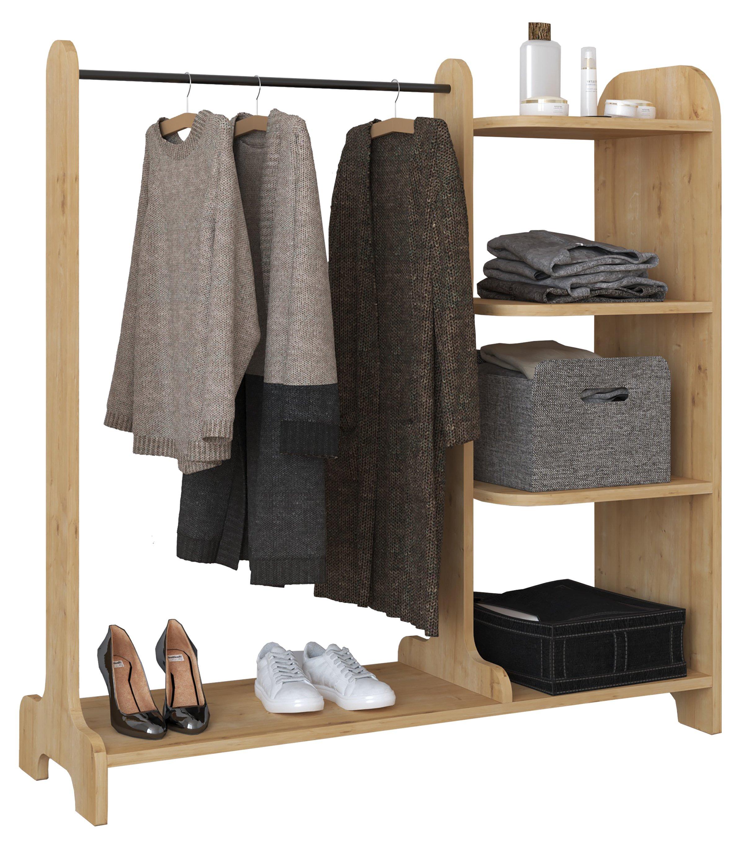 VCM Holz offener Kleiderschrank begehbarer Kleiderregal Schrank Kleiderstange Lempu H. 110 cm  