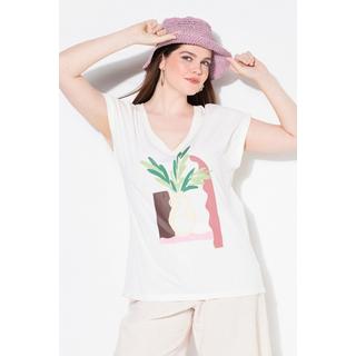 Ulla Popken Vaso Stampa Scollo a V Mezza Manica T-Shirt  