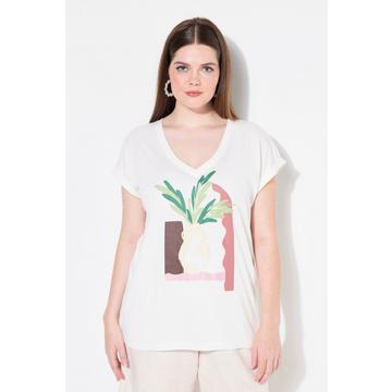 T-shirt con vaso, scollatura a V e mezze maniche