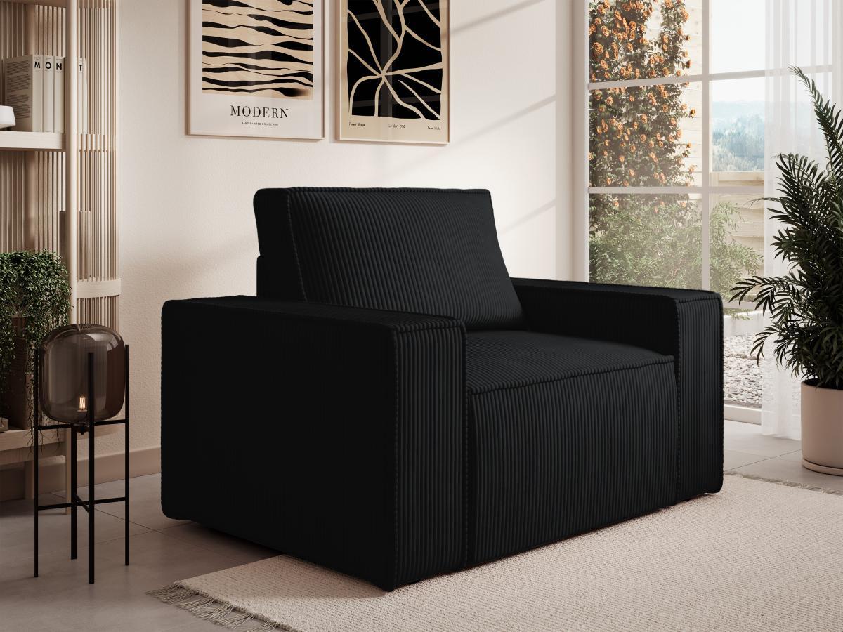 PASCAL MORABITO Fauteuil en velours côtelé noir AMELIA  