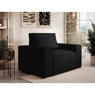 PASCAL MORABITO Fauteuil en velours côtelé noir AMELIA  