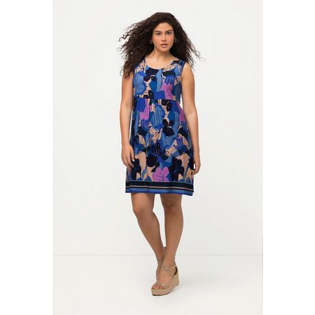 Ulla Popken  Jerseykleid, Blumen, Empirenaht, Rundhals, ärmellos 