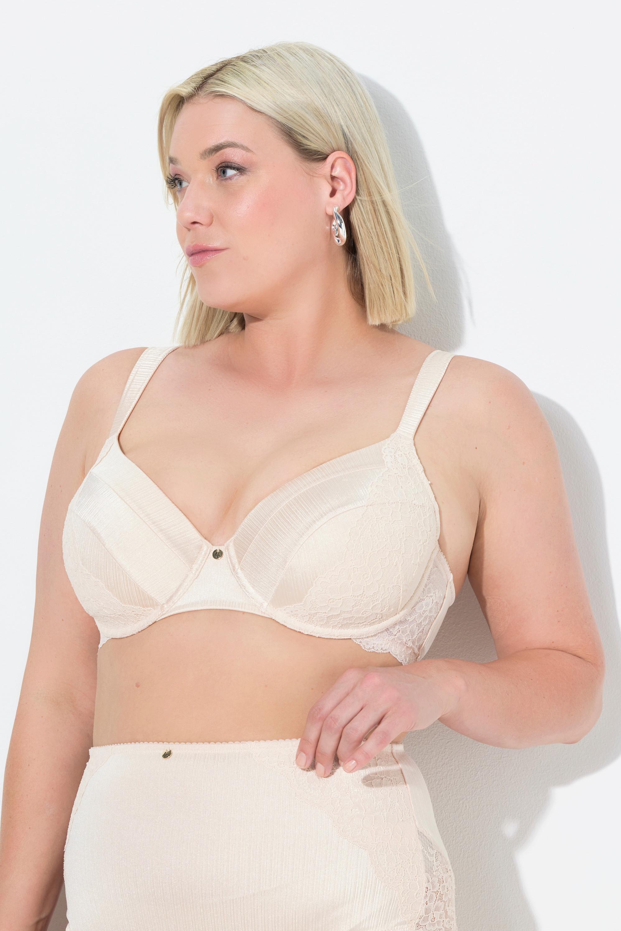 Ulla Popken Reggiseno con ferretto coppe morbide raso pizzo  