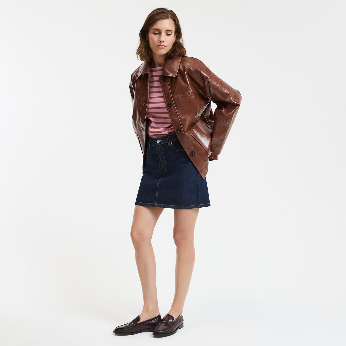 La Redoute Collections Mittellange Lackimitat Jacke mit Knöpfen  