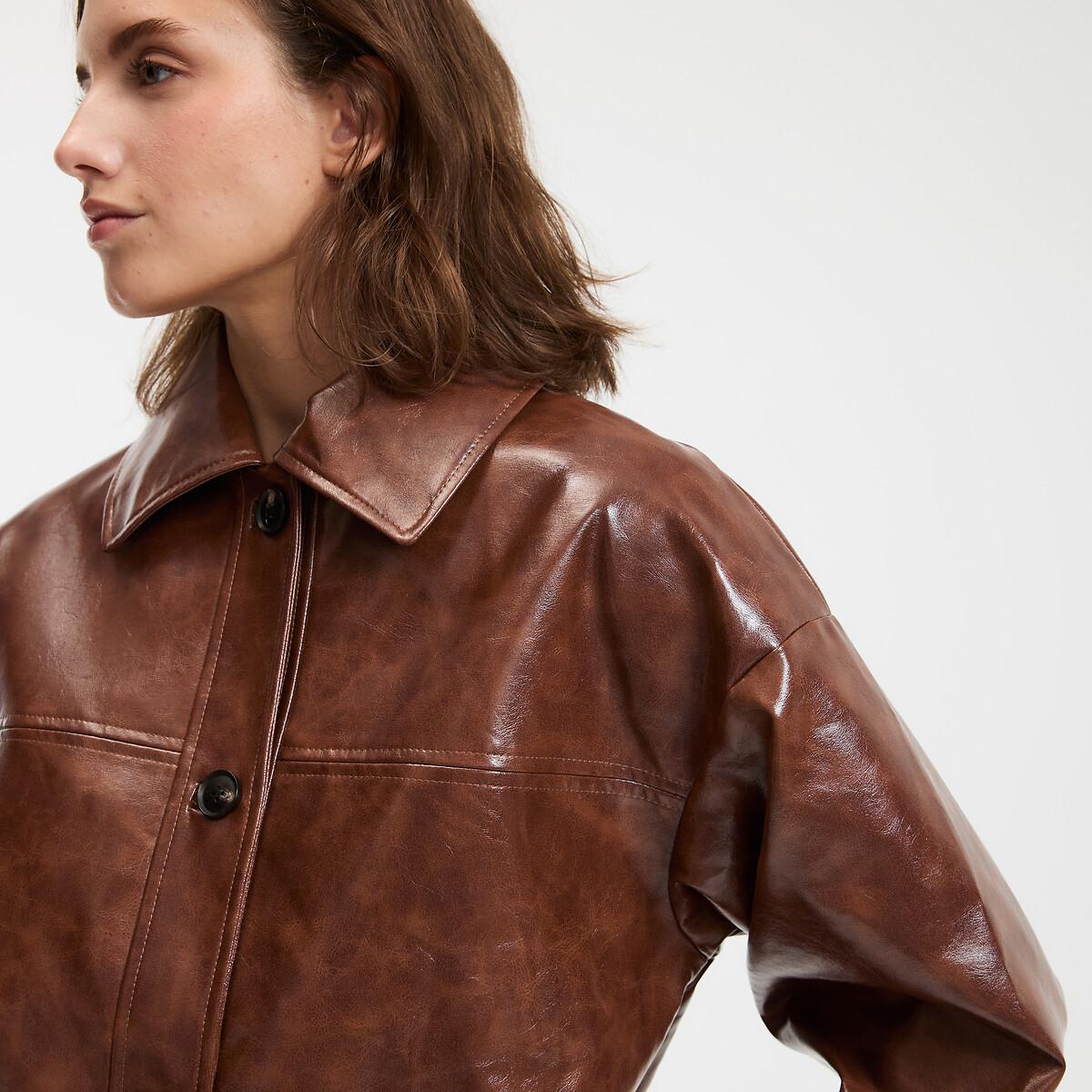 La Redoute Collections Mittellange Lackimitat Jacke mit Knöpfen  