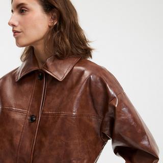 La Redoute Collections Mittellange Lackimitat Jacke mit Knöpfen  