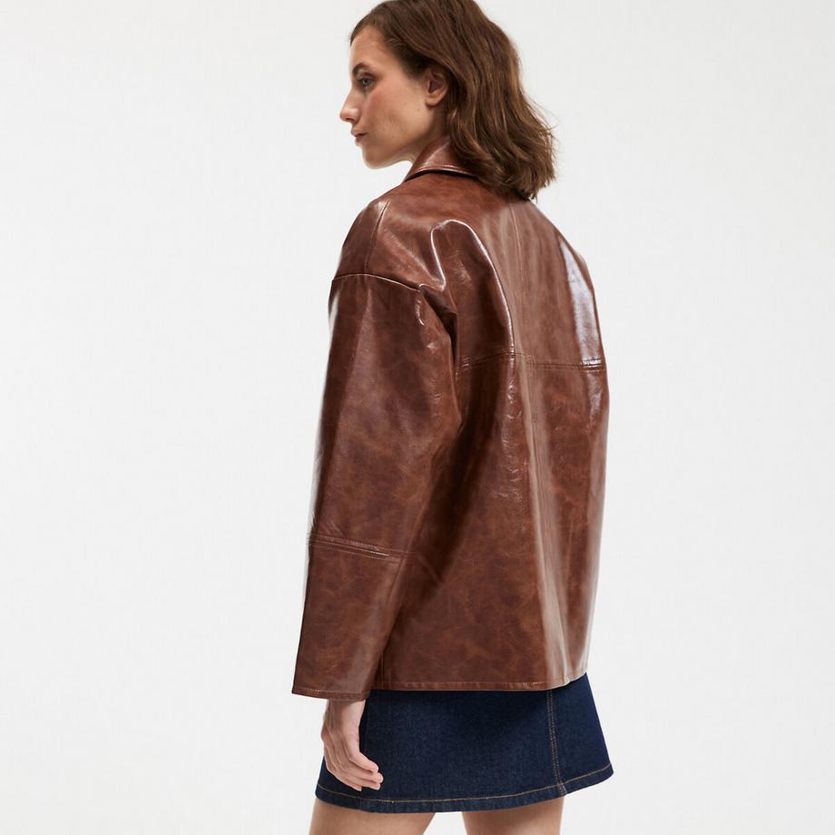 La Redoute Collections Mittellange Lackimitat Jacke mit Knöpfen  