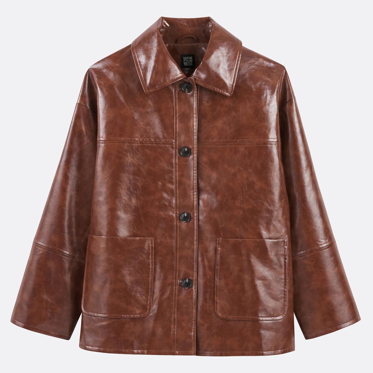 La Redoute Collections Mittellange Lackimitat Jacke mit Knöpfen  