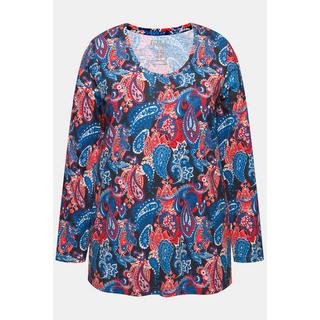 Ulla Popken  Shirt, Paisleymuster, A-Linie, Rundhals, Langarm 