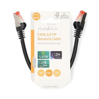 Nedis  Câble réseau CAT6 | RJ45 mâle | RJ45 mâle | S/FTP | 0.25 m | Rond | LSZH | Noir | Label 