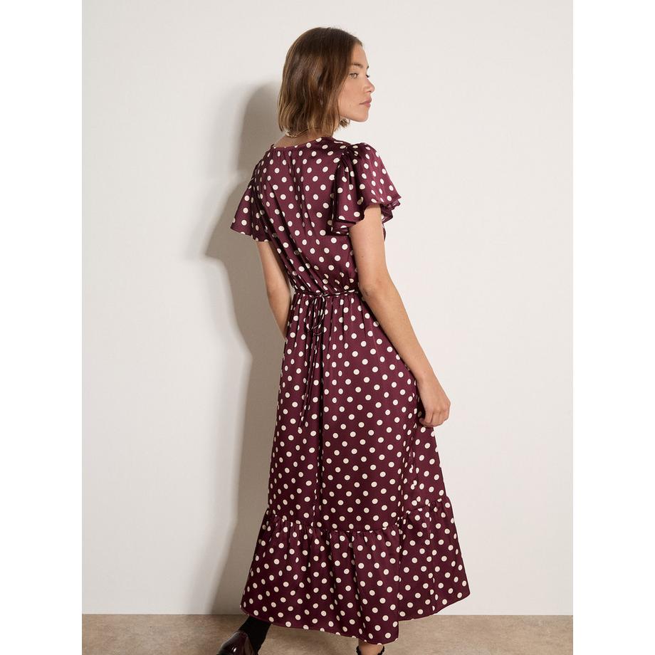 APRICOT Abito midi in raso con motivo a pois  