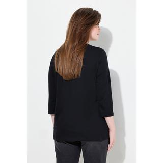 Ulla Popken Spring Statement Zierfalten V-Ausschnitt 3/4-Arm Shirt  