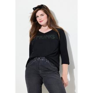 Ulla Popken Spring Statement Zierfalten V-Ausschnitt 3/4-Arm Shirt  