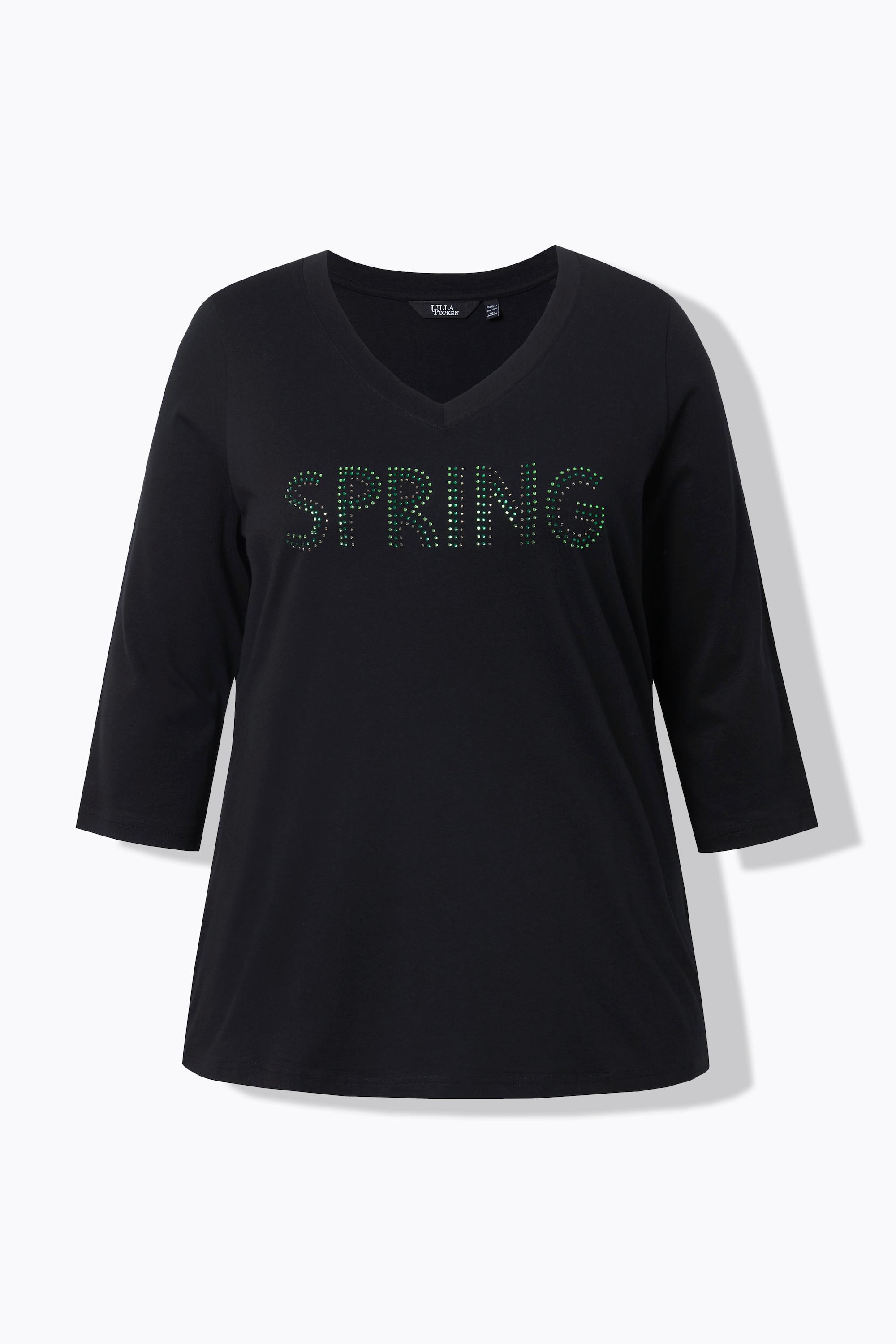 Ulla Popken Spring Statement Pieghe Scollo a V Maniche 3/4 Maglia  