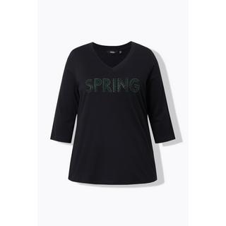 Ulla Popken Spring Statement Pieghe Scollo a V Maniche 3/4 Maglia  