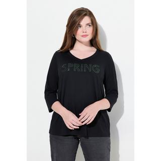 Ulla Popken Spring Statement Pieghe Scollo a V Maniche 3/4 Maglia  