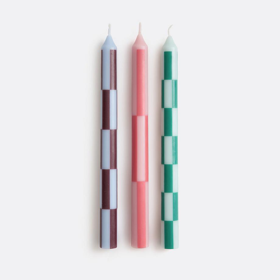 Set aus 3 bedruckten Kerzen